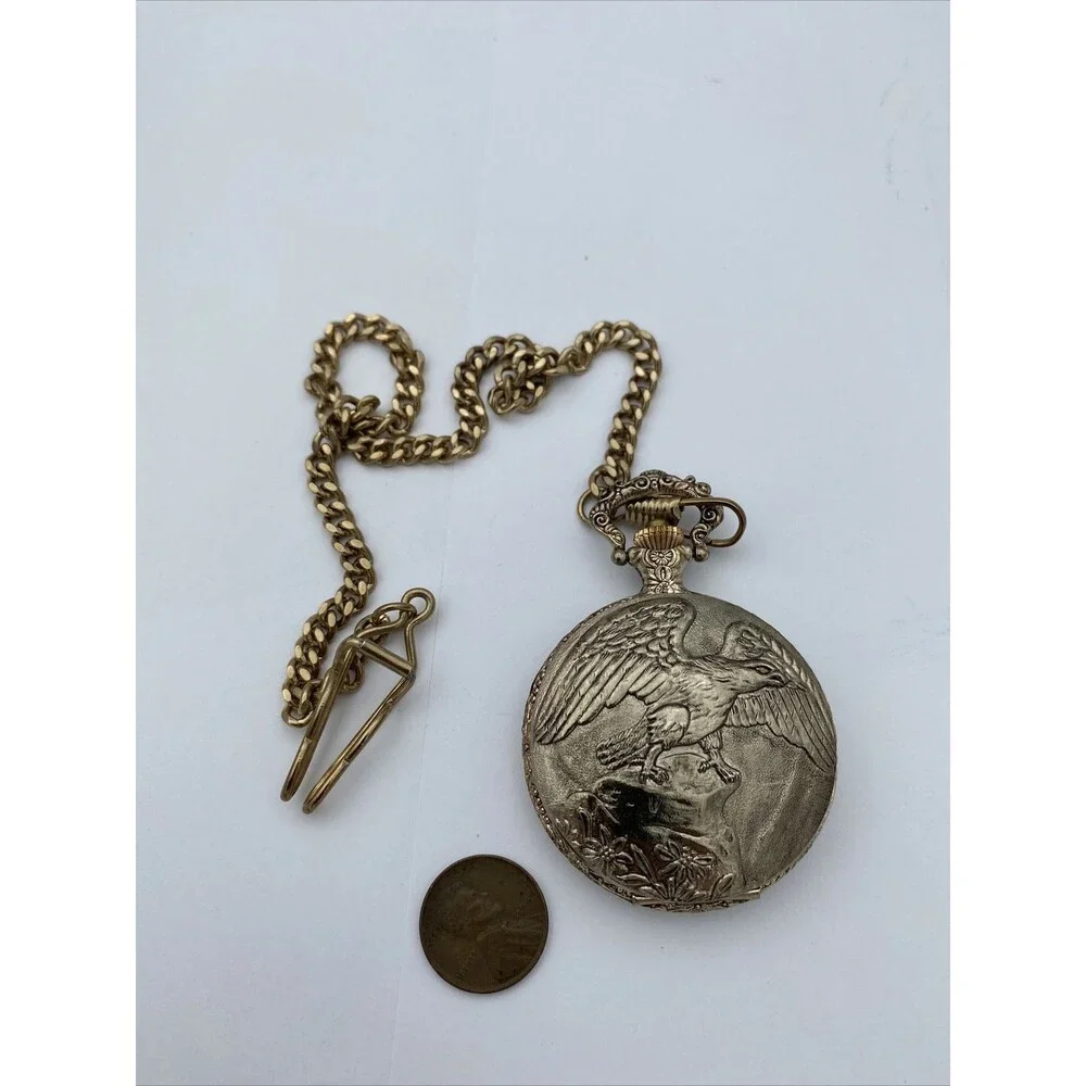 Vintage Remington Eagle Pocket watch Antimagnetic Silver Tone
